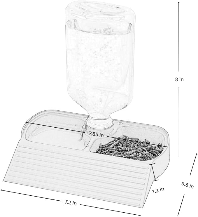 17oz 2 in 1 Terrarium Tank Reptile Food Feeders Bowl, Water Feeder Automatic Water Dispenser Waterer Feeding Accessories, for Geckos Lizards Turtle Bearded Dragons (Yellow)