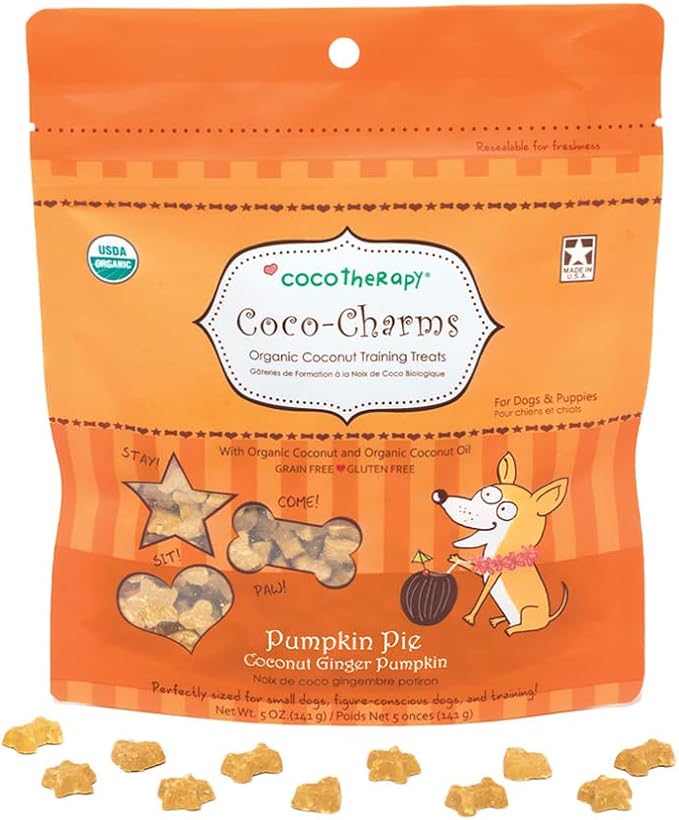 Cocotherapy Coco-Charms Training Treats – Pumpkin Pie, (1 Pouch), 5 Oz.