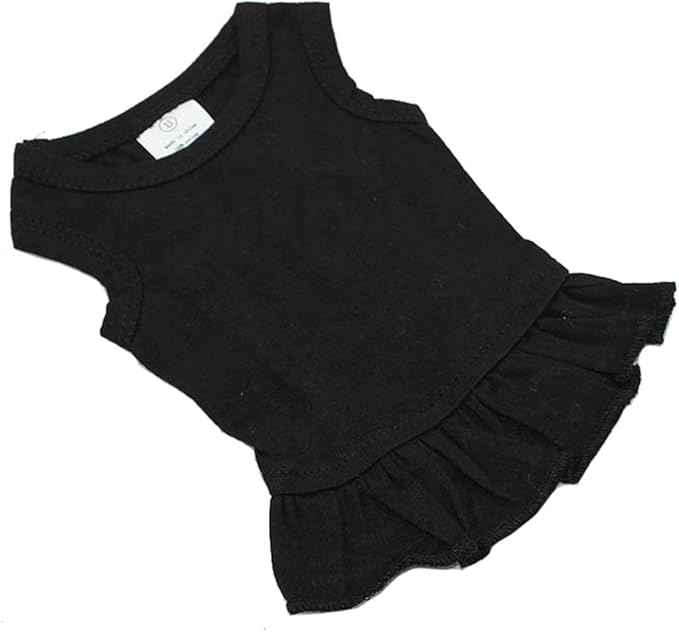 Pet Clothes Small Dog Clothing Blank Color Sport Dress T-Shirts Tee Dresses Tanks Top for Small Size Female Dogs Summer Spring Pet Costumes 100% Cotton (M, Black)