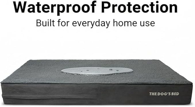 The Dog’s Bed Orthopedic Memory Foam Dog Bed for XL Dogs, Waterproof Washable Cover, Anti-Slip Base, Calming Surface – CertiPUR-Certified Foam, Grey Plush, 6 Inch Thick