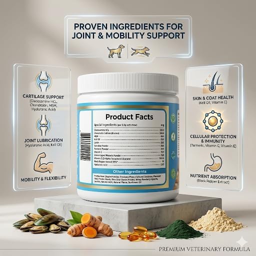 Dogs Suplements Hip & Joint - Krill Oil and Glucosamine Soft Chews, Joint Supplement for Dogs with Krill Oil,Glucosamine, Chondroitin, MSM, Turmeric, Anti Inflammatory, Mobility (Beef 90ct)
