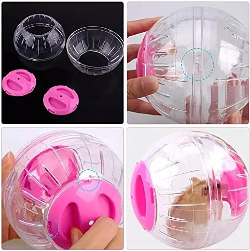 Hamster Exercise Ball Silent Hamster Wheel Small Animals Transparent Ball for Dwar Rat Relieves Boredom and Increases Activity (4.8 inch, Pink)