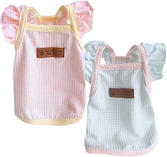 2 Packs Summer Dog Clothes for Small Dogs Girl Breathable Puppy Outfit Cute Cat Shirt for Cat only Spring Pet Tee Shirts Doggies Vest Sweatshirt for Chihuahua Poodle Yorkshire (Pi nk Blue, X-Large)