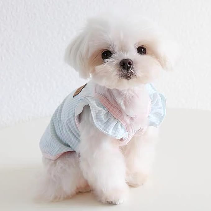 2 Packs Summer Dog Clothes for Small Dogs Girl Breathable Puppy Outfit Cute Cat Shirt for Cat only Spring Pet Tee Shirts Doggies Vest Sweatshirt for Chihuahua Poodle Yorkshire (Pi nk Blue, X-Large)