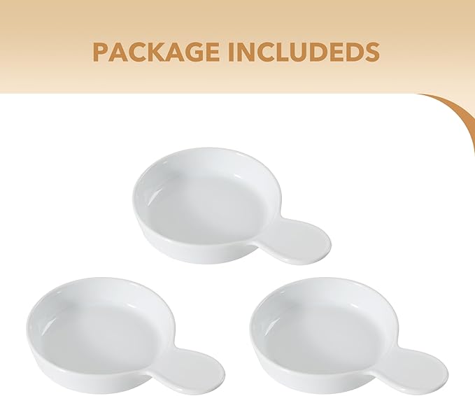 Havniva Ceramic Wide Whisker Friendly Cat Dishes, Set of 3 Ceramic Cat Bowls with Handle, Anti-Slip Indoor Kitten Feeding Food& Water Dish to Prevent Whisker Fatigue(3 Pcs, White)