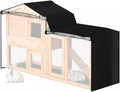 J&C Heavy Duty 420D Double Decker Rabbit Hutch Cover Outdoor Bunny Cage Cover Windproof Waterproof Black Covers for Winter Rectangular for Guinea Pig Cage (71x20.5x34 in)