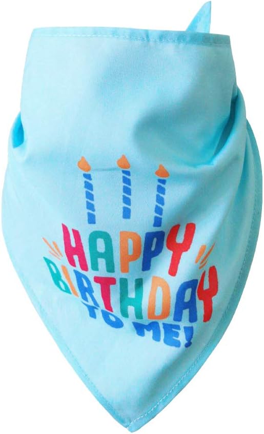 Puppy and Cat Happy Birthday Cake Hat & Bandana Scarfs Set with Colorful Candles Blue for Small Animas, Cat Birthday Party Supplies Decorations
