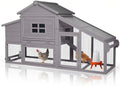 GUTINNEEN Chicken Coop with Wheels, Expandable Hen House Poultry Cage with Run, UV-Protected Roof, Divided Nesting Boxes, Easy One-Person Move, Ideal for 2 Adult Chickens or 4 Bantams, 72.3" L, Grey