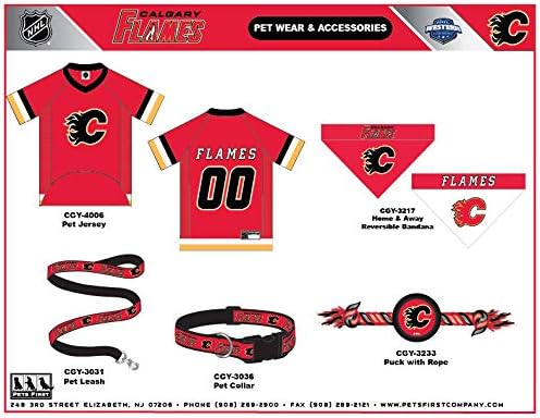 NHL Calgary Flames Jersey for Dogs & Cats, Large. - Let Your Pet Be A Real NHL Fan!