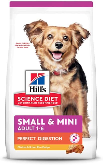 Hill's Science Diet Adult 1-6 Perfect Digestion Small & Mini Dry Dog Food, Chicken & Brown Rice, 3.5 lb. Bag