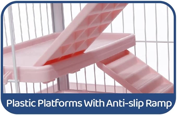Large Multi-Level Indoor Small Animal Pet Cage Guinea Pig Ferret Squirrel Chinchilla Cat Playpen Rabbit Hutch Solid Platform Ramp Easy Clean Leakproof Litter Tray Large Access Doors Lockable Casters