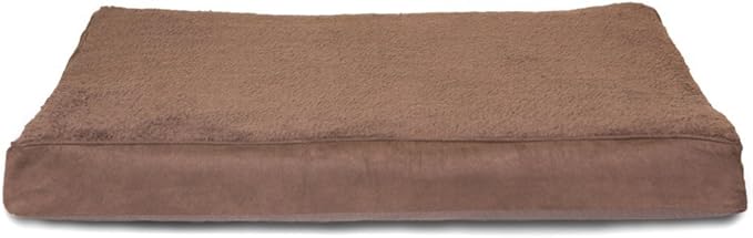 Furhaven Memory Foam Dog Bed for Large/Medium Dogs w/ Removable Washable Cover, For Dogs Up to 55 lbs - Terry & Suede Mattress - Espresso, Large