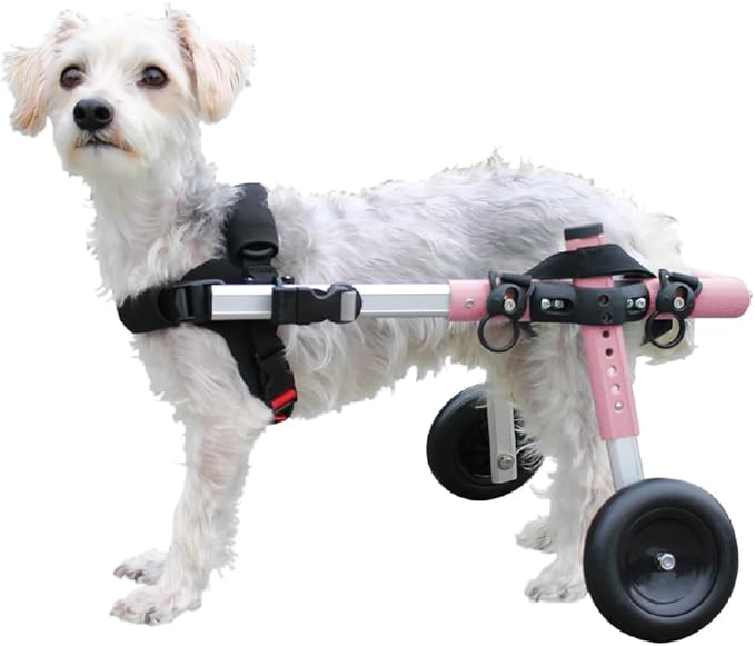 Walkin' Wheels Small Dog Wheelchair, Lightweight Dog Wheelchair for Back Legs, 11-14 lbs, for 7-8 inches Leg Height - Pink