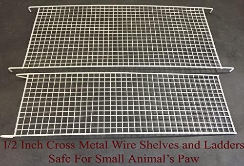 54" Large Wrought Iron Chew Proof 4-Level Tight 1/2-inch Wire Spacing Ferret Chinchilla Sugar Glider Rats Mices Rabbit Squirrel Hamster Cage with Removable Rolling Stand