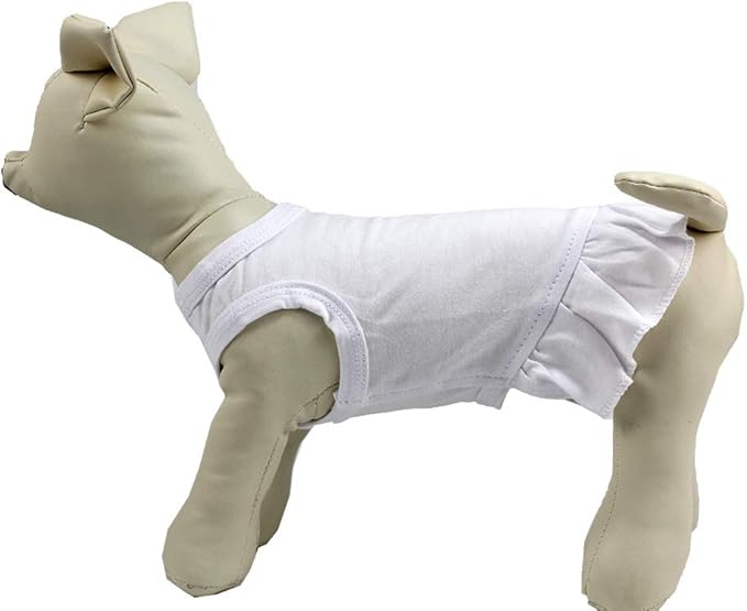 Pet Clothes Small Dog Clothing Blank Color Sport Dress T-Shirts Tee Dresses Tanks Top for Small Size Female Dogs Summer Spring Pet Costumes 100% Cotton (M, White)