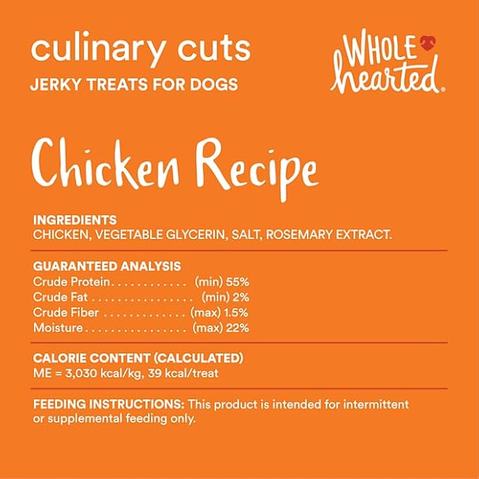 WholeHearted Culinary Cuts Chicken Recipe Jerky Dog Treats 16 oz.