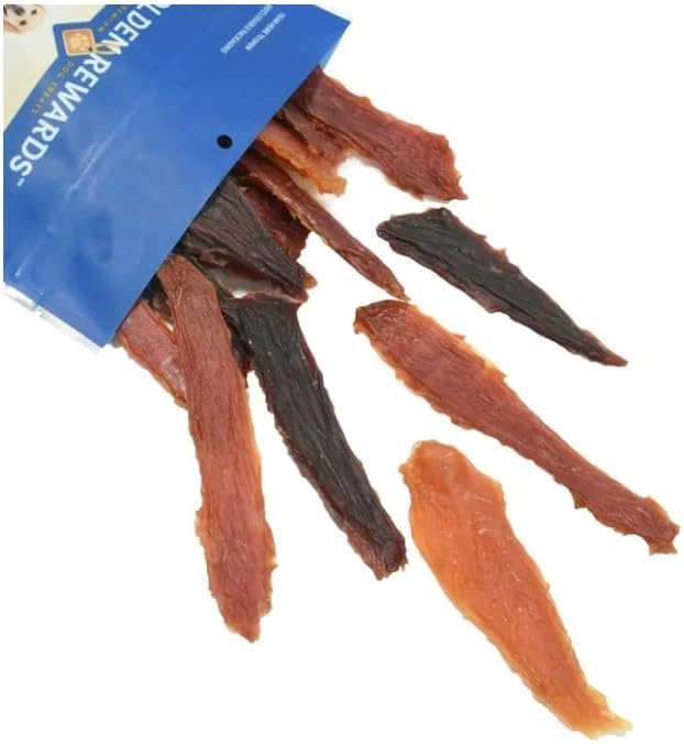 Golden- Rewards Chicken, Duck and Beef Premium Variety Dry -Jerky Treats for Dogs, Chicken, Duck and Beef Recipe -12 oz Bag (1 Pack)