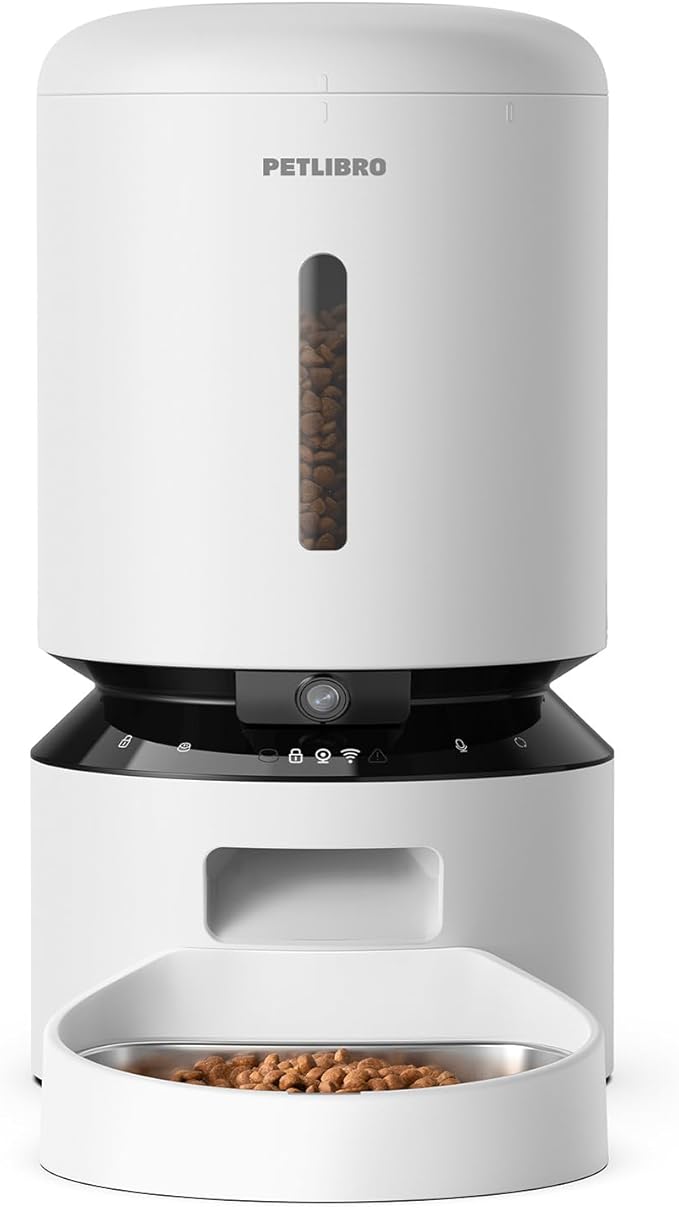 PETLIBRO Automatic Cat Feeder with Camera,1080P HD Video with Night Vision,5G WiFi Pet Feeder-with 2-Way Audio,Low Food & Blockage Sensor,Motion & Sound Alerts for Cat-& Dog Single Tray,(Pack of 4)