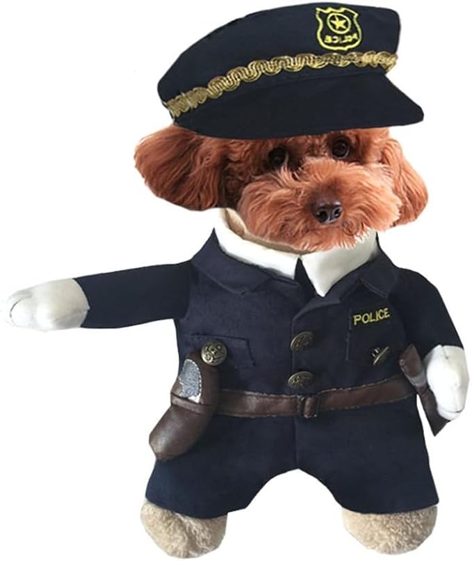 NACOCO Halloween Pet Policeman Costume - Dog and Cat Funny Clothes Outfit Apparel for Small Medium and Large Dogs(Navy Blue, XL
