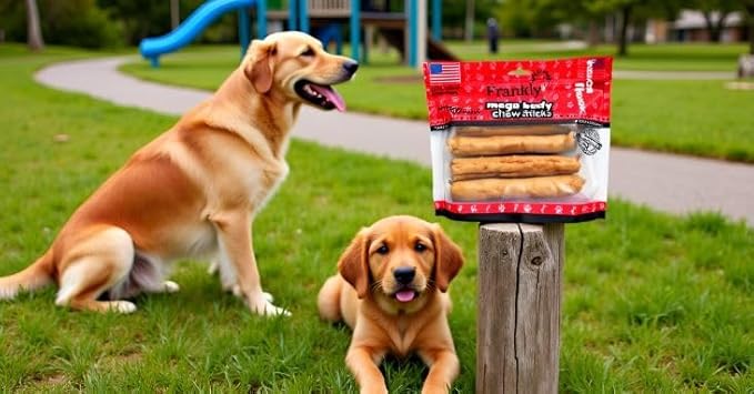 Frankly Pet Original Bacon Flavored Mega Beefy Chew Sticks for Dogs - High Protein Collegen Packed - Healthy Dog Treat - Made in The U.S.A. - 4 Count 7" Stick (8869)
