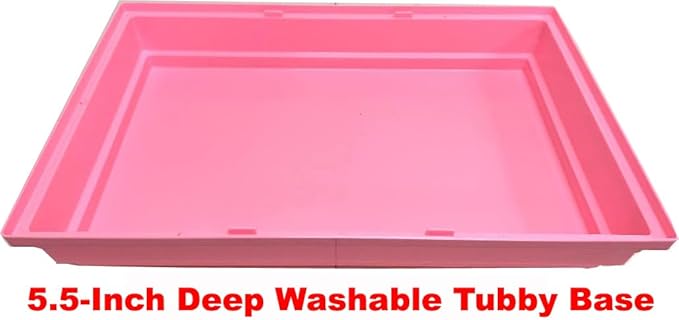 Pink Large 2-Level Expandable and Customizable Habitat Hamster Rodent Gerbil Guinea Pig Mouse Mice Cage Crossing Bridge Long Crossover Tube Deep Tray
