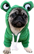 ANIAC Funny Pet Clothes for Small Dog Cat Girl Male Puppy Hoodies Warm Dogs Sweatshirt Coat with Eye Hood Fall Cat Apparel Christmas Halloween Outfit Dog Frog Costume (Green, X-Large)
