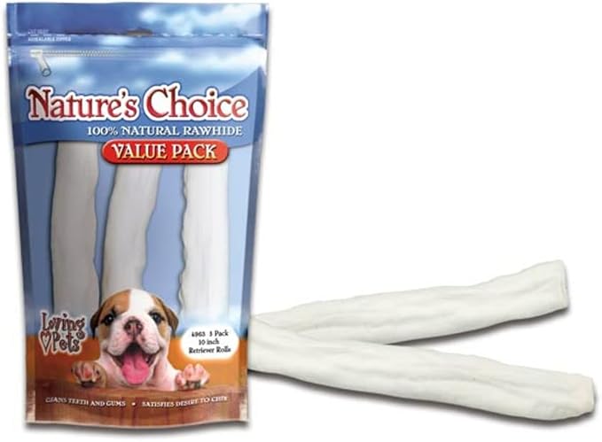 Loving Pets Nature's Choice White Rawhide Retriever Rolls, 10"