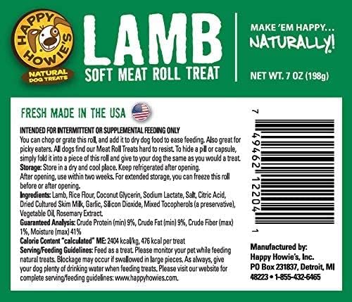 Happy Howie's Soft Meat Roll Treat - Soft Dog Food Rolls, Natural Ingredients, for All Dogs, Made in USA - Beef, Lamb, Turkey, 12 Oz (Pack of 3)
