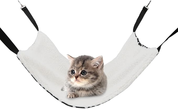 Wontee 2 Pack Small Animal Hammock Soft Fleece Sleeping Bed for Mice Rat Chinchilla Guinea Pig Ferret Kitten Cat Rabbit (L: 20.83x13.76inch, Black White Dot)