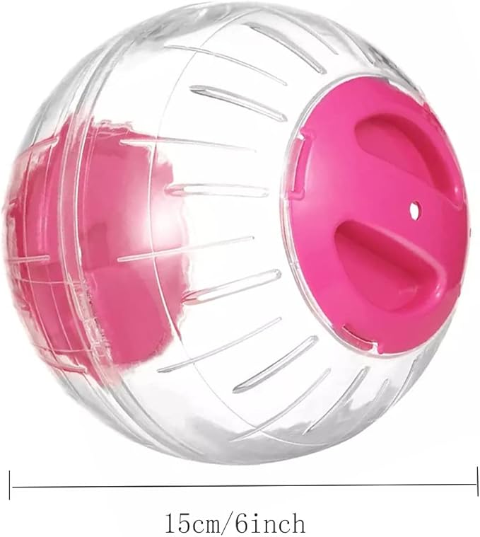 Hamster Exercise Ball Silent Hamster Wheel Small Animals Transparent Ball for Dwar Rat Relieves Boredom and Increases Activity (6inch with Stand, Pink)