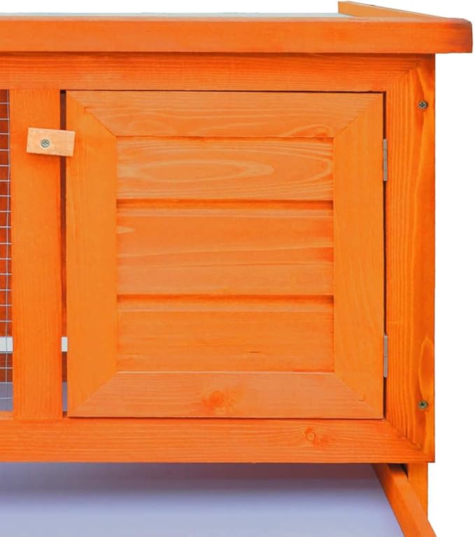 vidaXL Outdoor Rabbit Hutch - Small Pet Cage -1 Layer Wooden Construction - with Iron Wire Mesh - 36" x 17.7" x 25.8"
