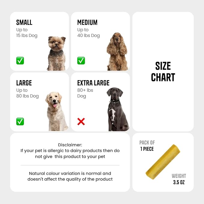 1 Large Peanut Butter Yak Cheese Himalayan Dog Chews - Rich Protein & Low Fat Peanut Butter Yak Chews for Dogs - Gluten-Free & Lactose-Free Treats for Small, Medium & Large Dogs