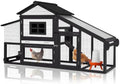 GUTINNEEN Chicken Coop with Wheels, Expandable Hen House Poultry Cage with Run, UV-Protected Roof, Divided Nesting Boxes, Easy One-Person Move, Ideal for 2 Adult Chickens or 4 Bantams, 72.3" L, White