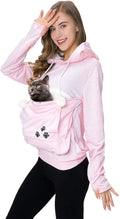 Women Pet Carrier Sweatshirt Puppy Kitten Holding Hoodies Long Sleeve Pouch Tops