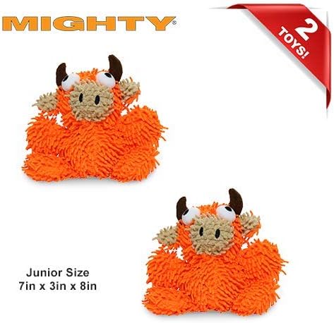 MIGHTY- Microfiber Ball - Farm – Made with Squeaker Balls and Minimal Stuffing. Strong & Tough. Interactive Play. Machine Washable & Floats (Bull, Jr 2 Pack)