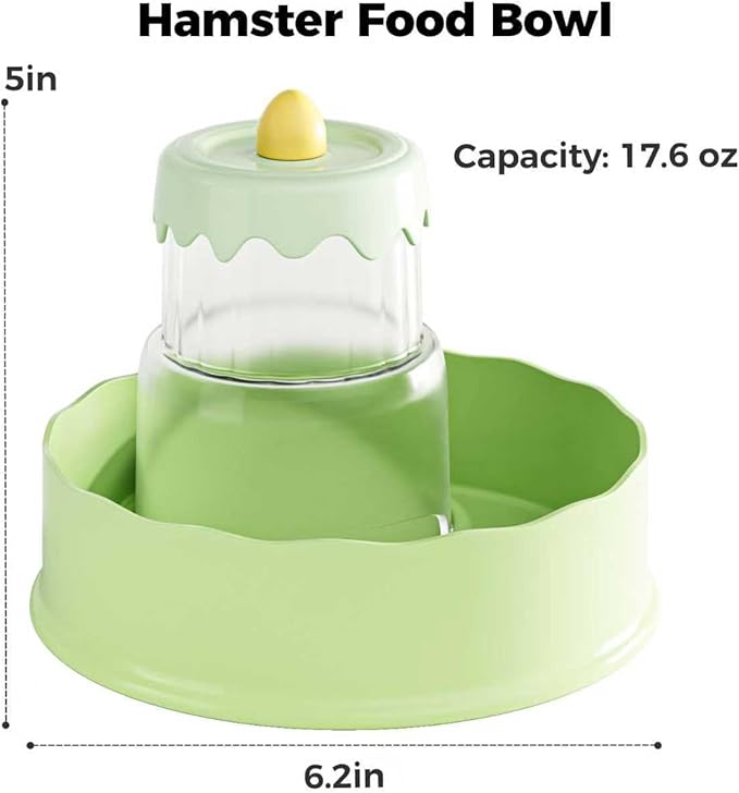 Mini&moe Hamster Food Bowl - Automatic Guinea Pig Feeder No Spill Storage Small Pet Food Dispenser for Gerbil, Rat, Chinchilla, Ferret, Hedgehog