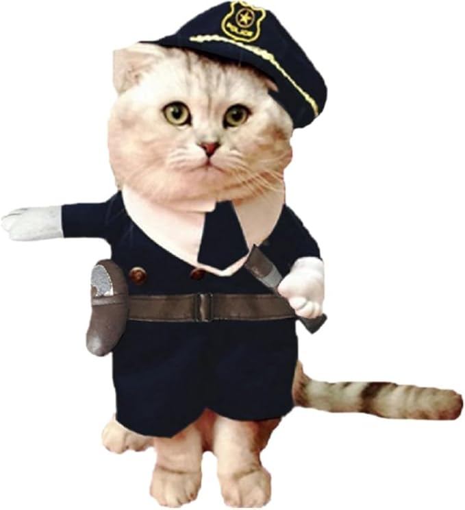 NACOCO Halloween Pet Policeman Costume - Dog and Cat Funny Clothes Outfit Apparel for Small Medium and Large Dogs(Navy Blue, L