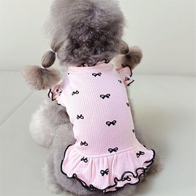 Small Dog Clothes Extra Small Dogs Spring Summer Dress Cute Soft and Breathable Outfits for Female Chihuahua Shih Tzu Yorkshire Puppy Cats (Pink Dress, Small)
