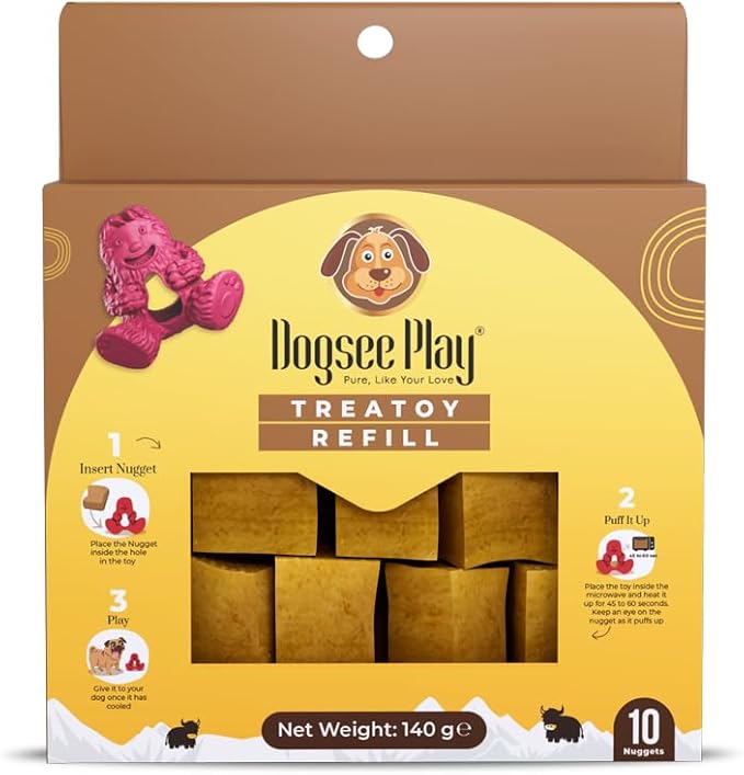 Dogsee Treatoy Yeti Toy Refill Pack 4.9oz (10 pc) | Himalayan Yak Cheese Chew Nuggets | Great for Oral Hygiene | No Odor, No Mess