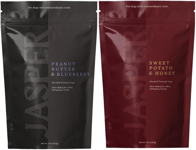 Jasper Oven-Baked Dog Treats – Natural Grain-Free Snacks for All Breeds – 5oz Bags (Assorted Flavors) (Sweet Potato & Honey)