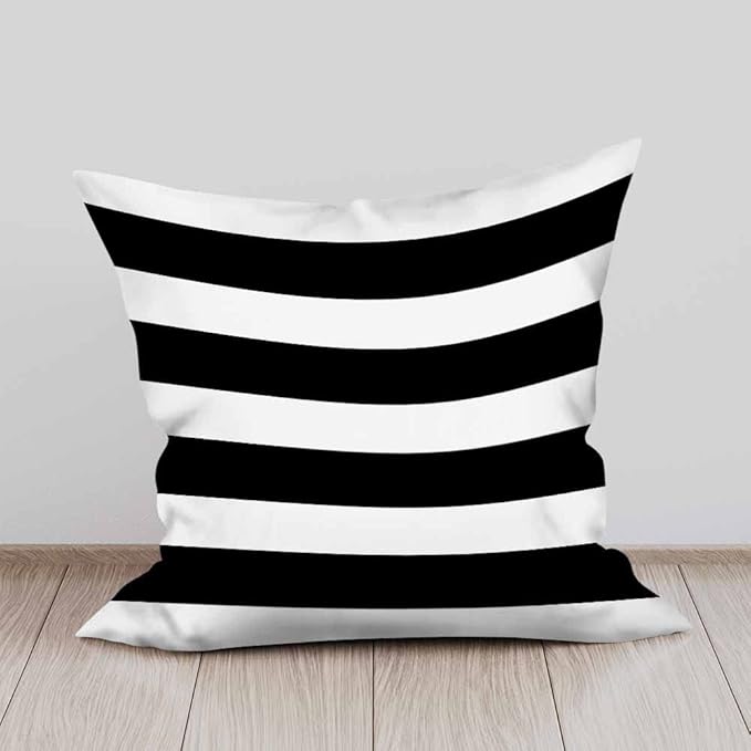 Decor Throw Pillow Covers Black White Striped Horizontal Seamless Pattern Pillow Cases for Bedroom Living Room Pack of 2 for Men Women 18X18Inch