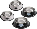 Cat Bowls for Food and Water,4PCS Rapsrk Non-Slip Stainless Steel Small Food Bowls 8 Oz Pet Bowl with Removable Rubber Base Dog Bowl,Stackable Cat Puppy Dishes Bowls with Cute Cats Painted