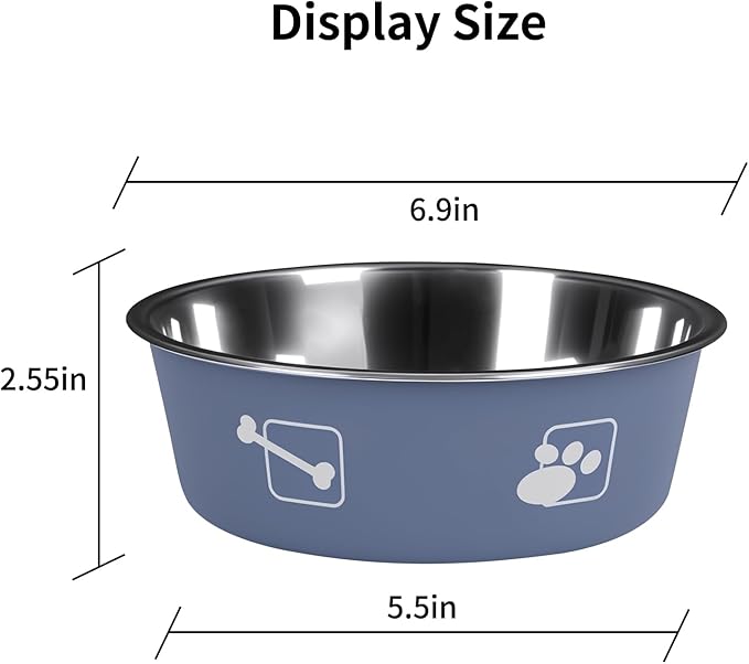 FrutPunch Stainless Steel Dog Bowls, Dog Food Bowl with Silicone Non-Slip, Puppy Bowls for Medium, Set of 2
