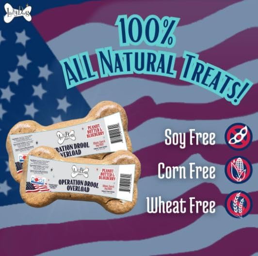 Lazy Dog Cookie Co. Buy a Bone Help Give a Dog a Home, Grain-Free Natural Chews for All Breeds, Long-Lasting Healthy Treats for Dogs of All Ages - Peanut Butter and Blueberry - Pack of 15 (PBB)