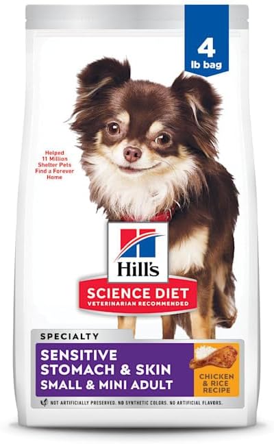 Hill's Science Diet Adult Sensitive Stomach & Skin Small & Mini Dry Dog Food, Chicken, 4 lb. Bag (Updated Formula)
