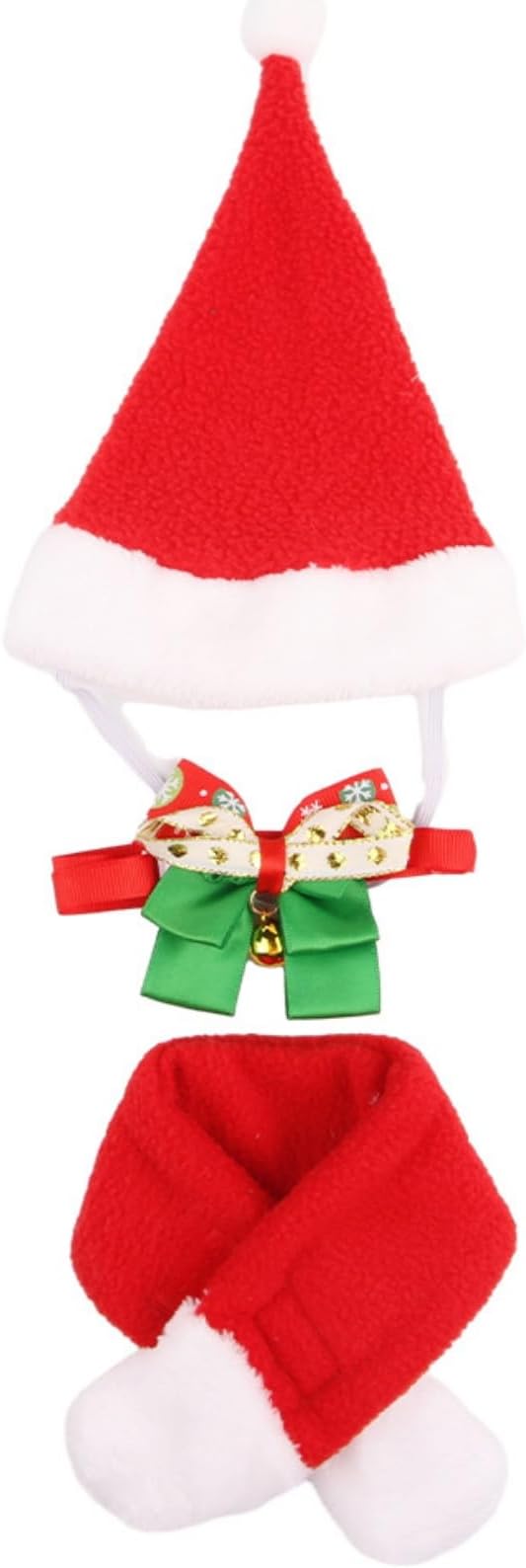 3 Pack Christmas Cat Costume Accessories, Santa Hat, Bow Tie, Scarf, Christmas Costumes for Cat, Adjustable Xmas Outfit Set,Santa Hat Puppy,Small Dogs Claus Hat