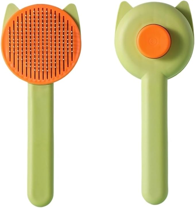 Pet Grooming Comb Steel pin Comb Golden Retriever Teddy pet Supplies pin Comb Dog cat Hair Brush(Green-Ear Style)