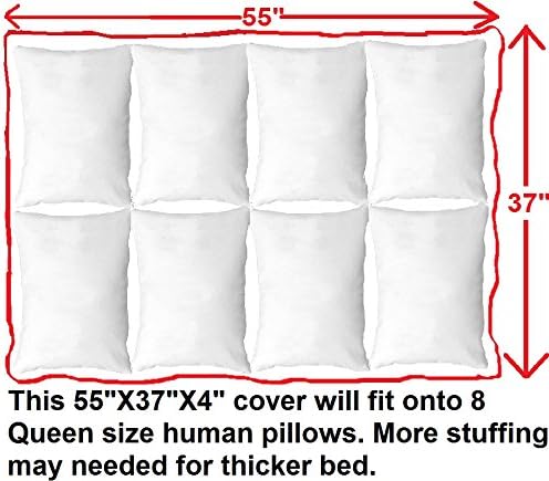 Dogbed4less DIY Pet Bed Pillow Grey Microsuede Duvet Cover and Waterproof Internal case for Large Dog at 55X37X4 Inch - Covers only
