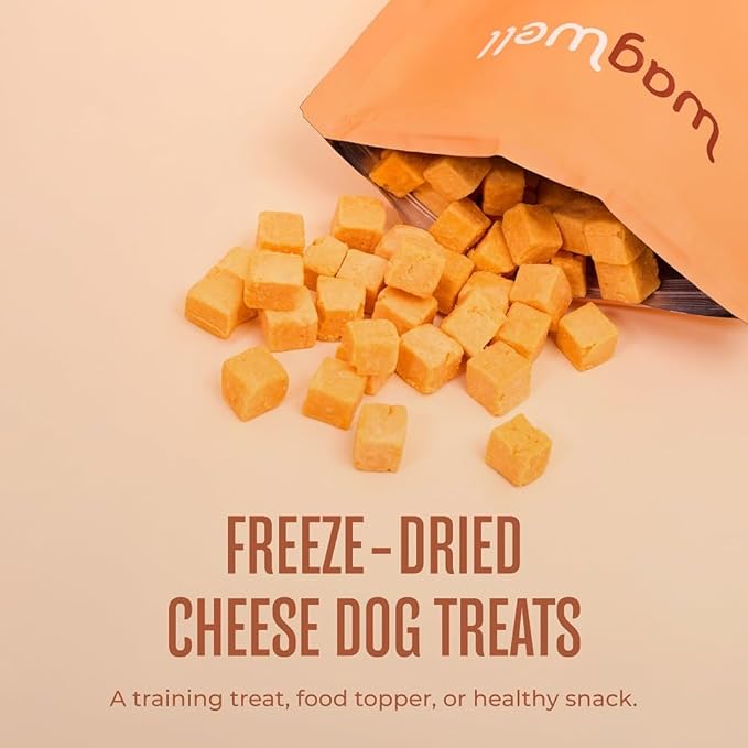 WagWell Freeze Dried Dog Treats, Cheese Flavor | Training Treats, Food Topper, Healthy Snack for Dogs | Human Grade, Grain Free, High Protein | All Natural, Made in USA | 5 oz Bag, 1 Pack