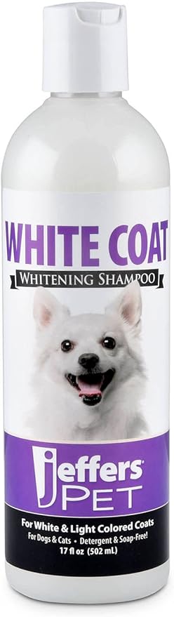 Jeffers Pet White Coat Whitening Shampoo for Dogs & Cats 17 oz – Concentrated Coconut Based Soap Free Grooming Shampoo, Berry Scent Conditioning Coat Care Formula, White & Light Coat Essentials